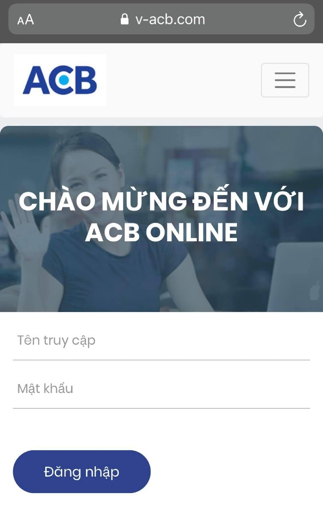Website mạo danh ACB